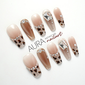 纯手工穿戴甲2026中长款 AuraNail 金钱豹 秋冬高级感方钻豹纹