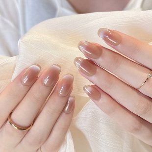 高级感晕染猫眼美甲片 纯手工穿戴甲2025短款 AuraNail 月桂慕斯