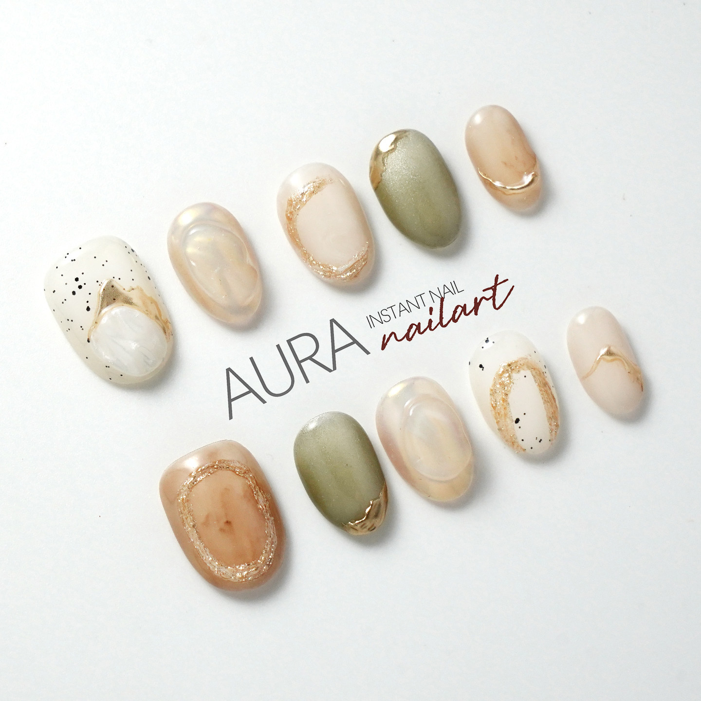 AuraNail【落日余晖】纯手工穿戴甲时尚短款高级感温柔知性风美甲,彩妆/香水/美妆工具,穿戴甲/甲片,淘宝优惠券,粉丝福利购,淘宝优惠卷