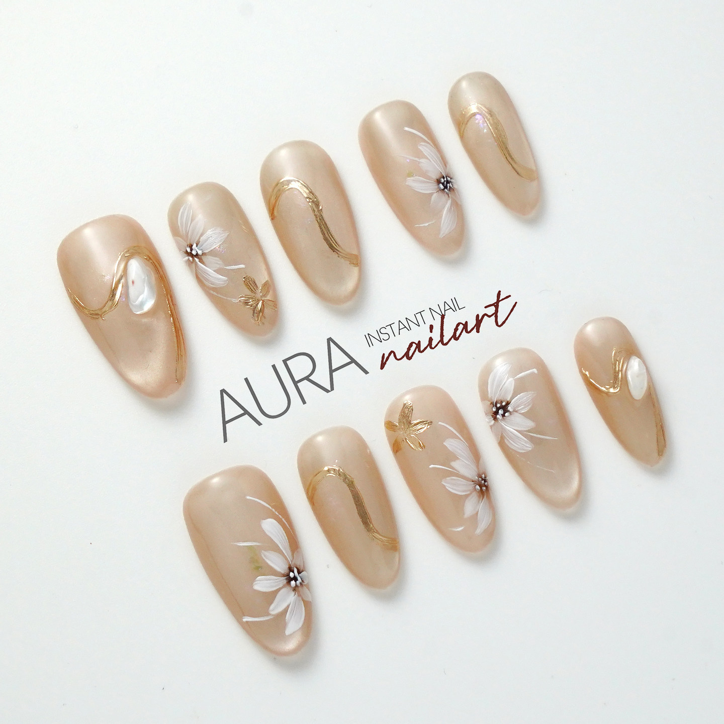 AuraNail【云釉花簪】纯手工穿戴甲2026中长款高级感国风猫眼手绘,彩妆/香水/美妆工具,穿戴甲/甲片,淘宝优惠券,粉丝福利购,淘宝优惠卷