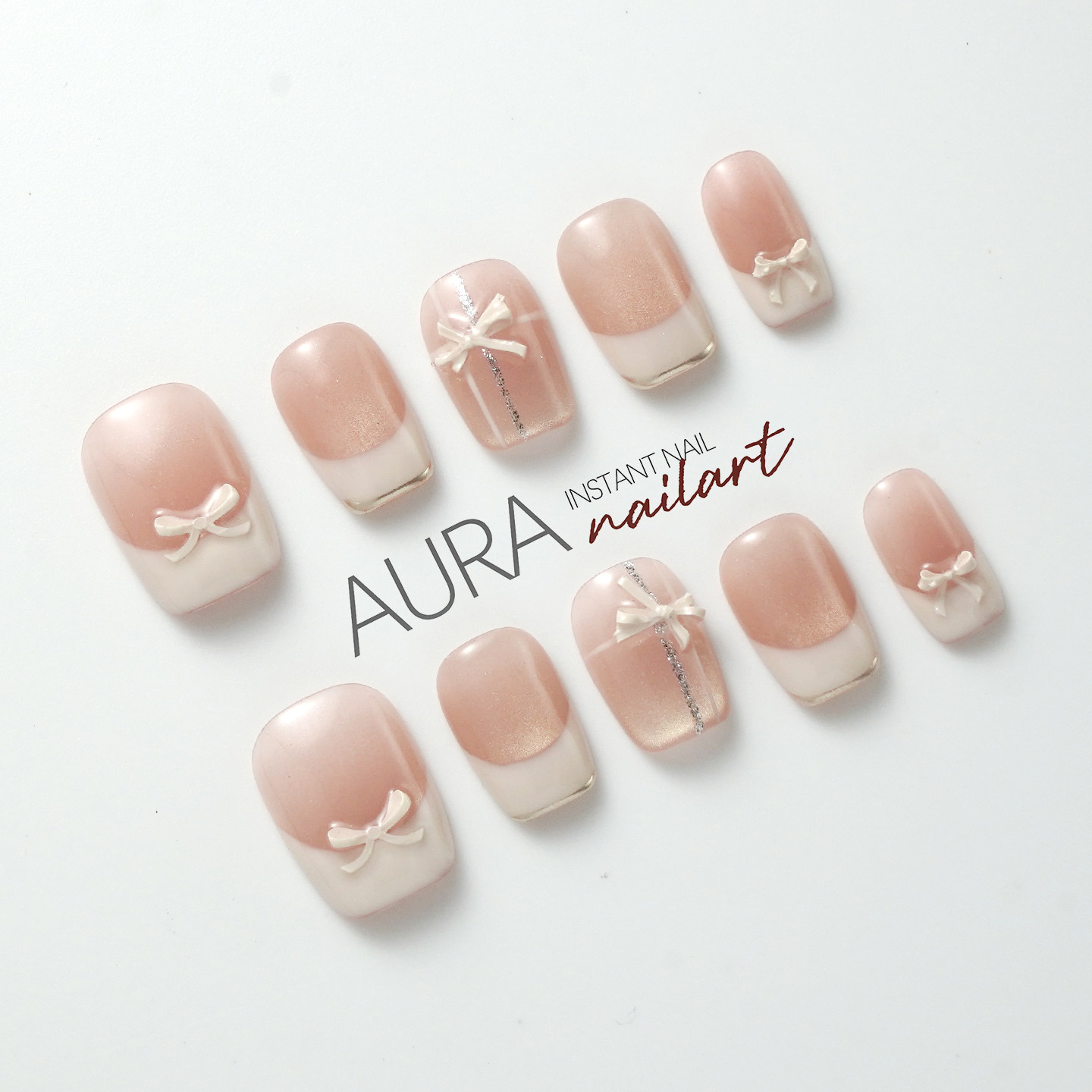 AuraNail【微甜少女】纯手工穿戴甲2026中长款高级感裸色显白猫眼,彩妆/香水/美妆工具,穿戴甲/甲片,淘宝优惠券,粉丝福利购,淘宝优惠卷