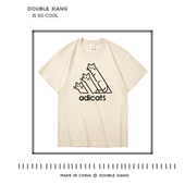 纯棉meme梗图衣服男女大码 adi猫 趣味搞笑可爱小猫咪印花t恤短袖