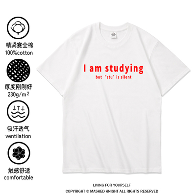 趣味英文字母印花短袖t恤