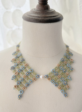 亦朵手作小碎花朵串珠假领子项链天然珍珠定制礼物女