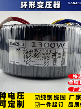 1300W环形变压器/220V/双60V双15V单15V单12V单9V/功放音响电源牛