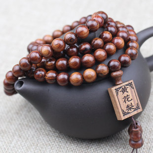 厂家直销印尼黄花梨木手串108颗佛珠念珠文玩男女手饰品直播货源