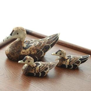 竹壳小鸭子摆件 乡村 传统手工艺棕叶制作 特色玩具创意 笋壳麻鸭