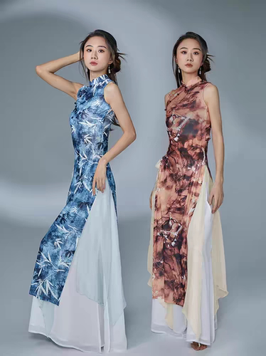 纱衣新品古典舞服装古风爵士旗袍修身显瘦气质改良舞蹈表演服