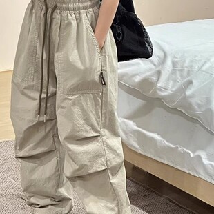 时尚新款儿童休女童裤子夏季薄款工装闲裤中大童洋气宽松休闲长裤