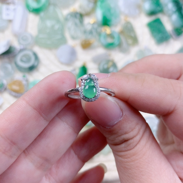 天然A货翡翠满绿甜绿危绿葫芦戒指银镶嵌可调节,珠宝/钻石/翡翠,戒指/指环,淘宝优惠券,粉丝福利购,淘宝优惠卷