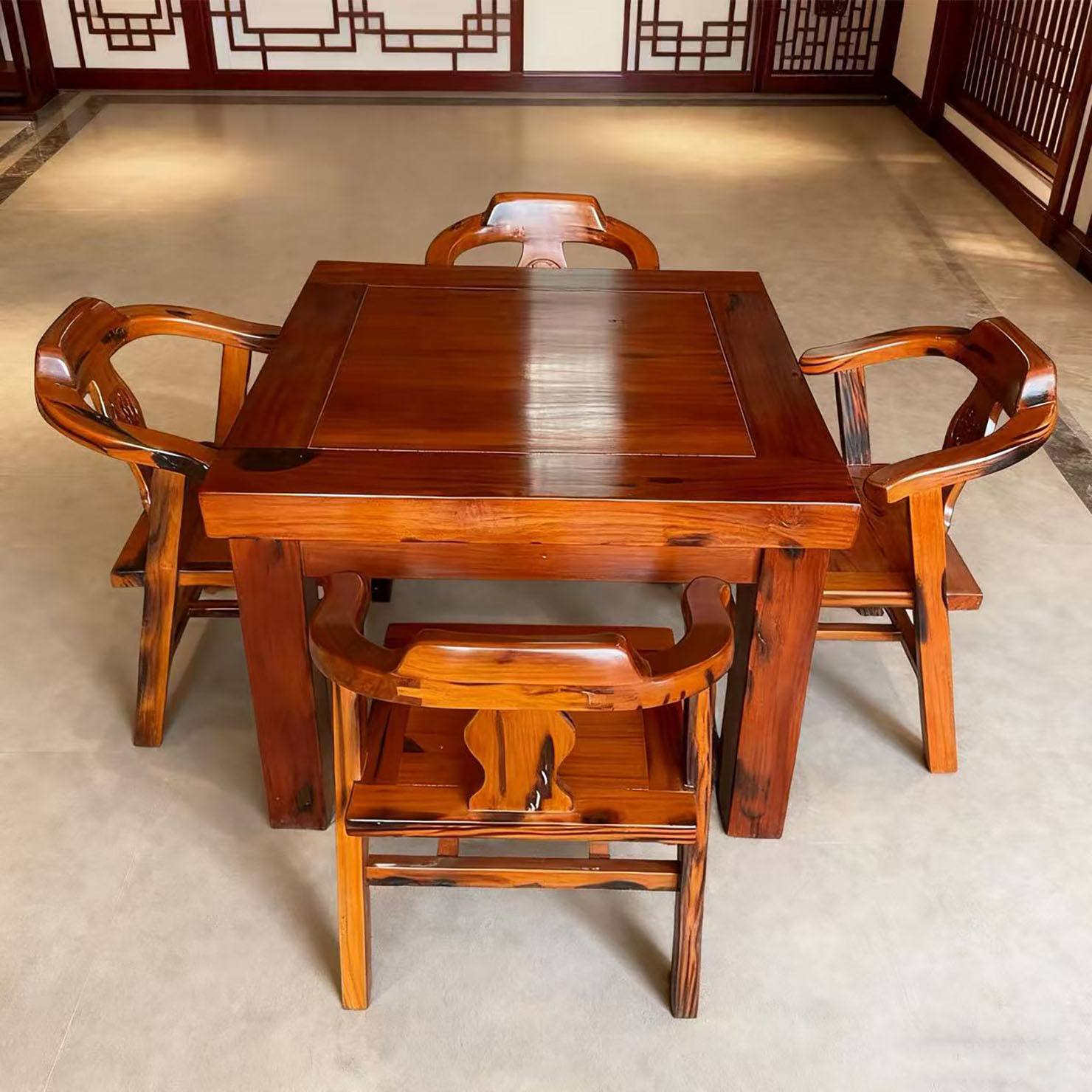 坤甸餐桌正方形实木八仙桌中古风