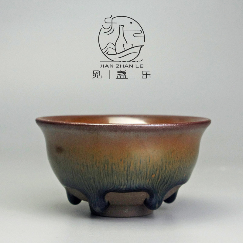 釉滴建盏主人杯国潮带泪滴银毫传统釉面铁胎陶瓷茶杯特色创新非遗