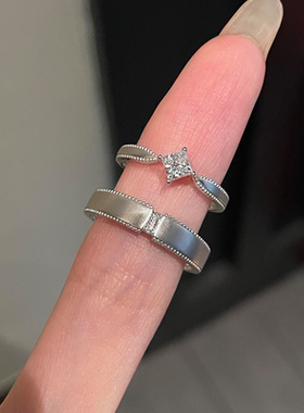 素圈小方糖情侣戒指结婚订婚对戒