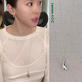 韩国博主同款银色水滴吊坠项链女2025东大门新款高级感毛衣链长款