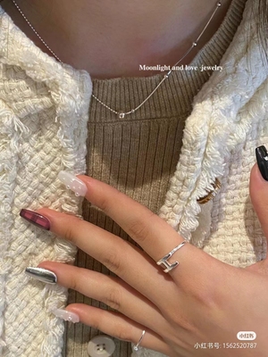 纯银圆圈项链女毛衣链长款高级感