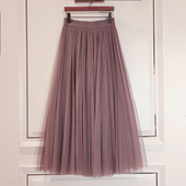 半身裙蓬蓬裙半裙 纱裙长裙子百褶配毛衣长款 巨好看秋冬季 2025新款