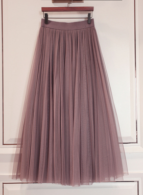 巨好看秋冬季2025新款纱裙长裙子百褶配毛衣长款半身裙蓬蓬裙半裙