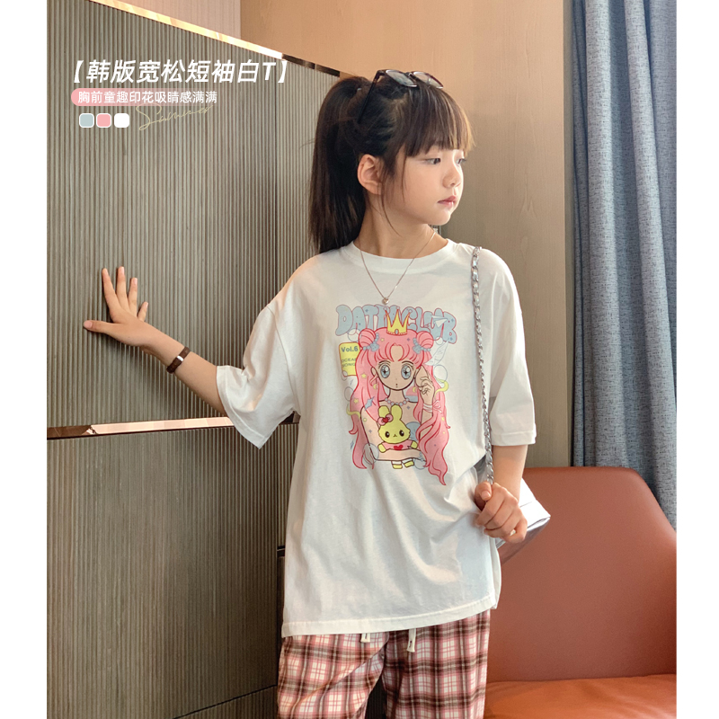 韩版美少女卡通薄棉T恤短袖