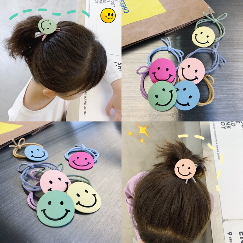 女童笑脸发绳2019韩版新品头饰儿童中大童女孩糖果色发圈皮筋发饰热销129件不包邮