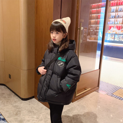 女童洋气连帽外套羽绒服