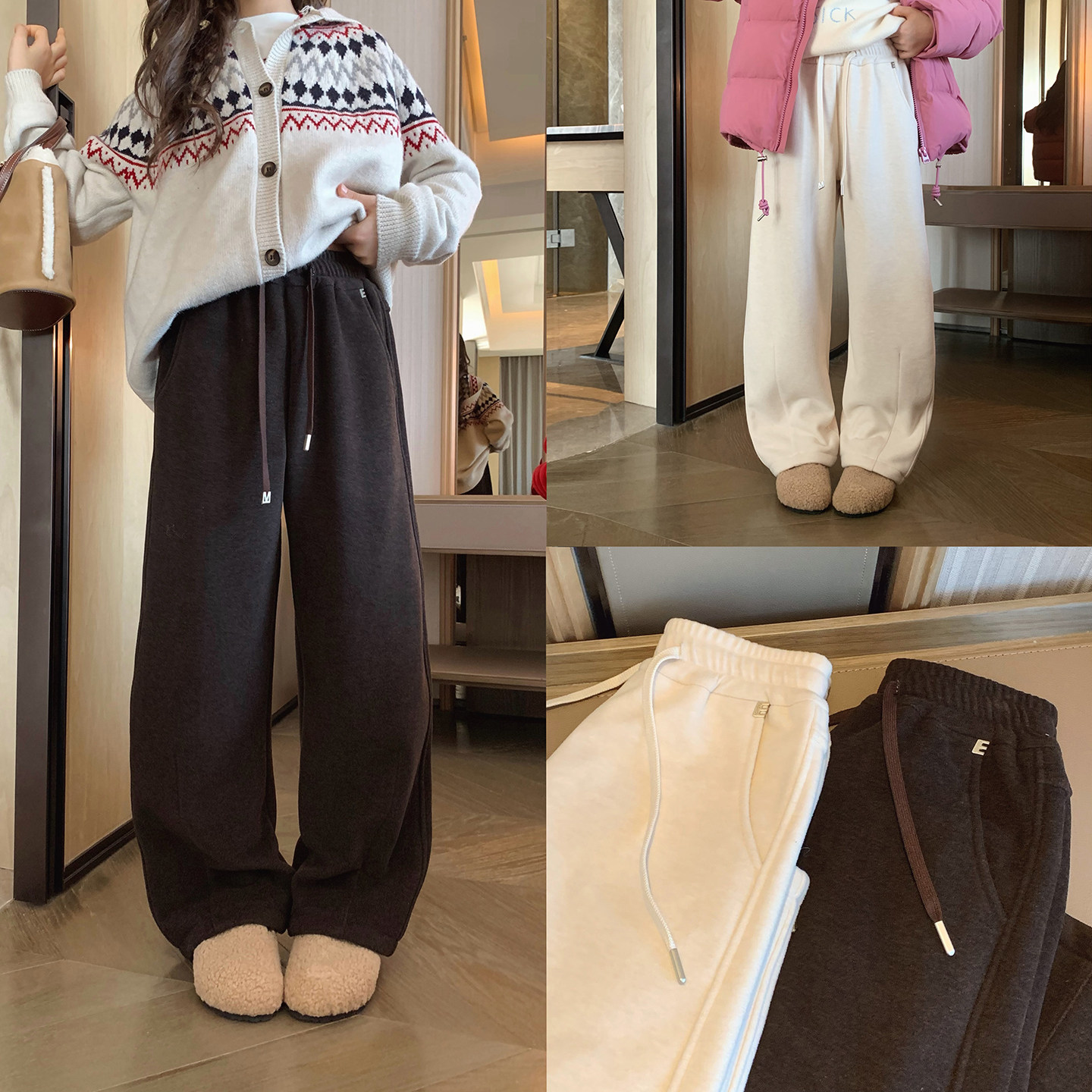 女大童仿羊绒弯刀裤2025冬装新款青少年设计感保暖长裤亲子直筒裤,童装/婴儿装/亲子装,裤子,淘宝优惠券,粉丝福利购,淘宝优惠卷