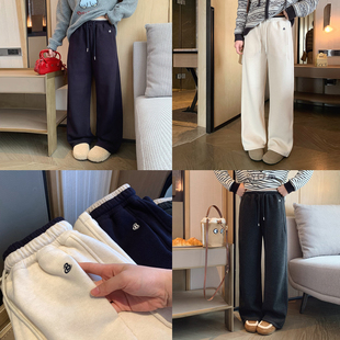 亲子糯米裤 女大童仿羊绒直筒裤 学生休闲保暖加绒长裤 新款 2025冬季