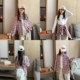 青少年宽松翻领衬衫 新款 初中生上衣 红格子衬衣2026春季 女大童韩版