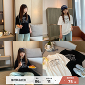 女大童休闲卡通短袖 T恤亲子上衣 初中生宽松慵懒韩版 2025夏装 新款