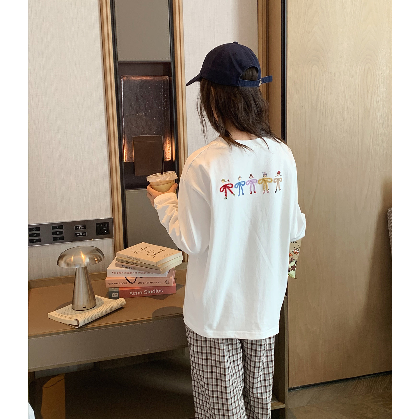 女大童韩版宽松小白T2026秋装新款青少年休闲打底衫初中生长袖T恤