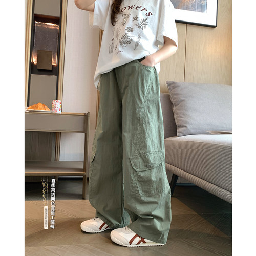 美式休闲辣妹风斜口袋弯刀工装裤