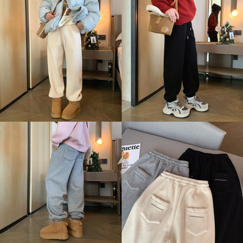 高级感羊绒束脚保暖运动裤