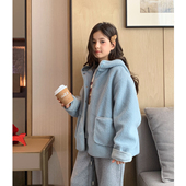 青少年夹棉加绒开衫 女大童连帽毛绒外套2025冬装 新款 学生保暖上衣