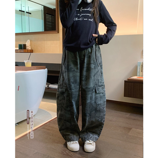 女大童迷彩弯刀工装裤2026秋季新款青少年甜酷休闲长裤亲子直筒裤