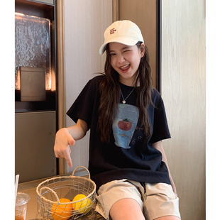 女大童韩版短袖T恤2026夏季新款青少年透气薄棉T亲子休闲宽松上衣
