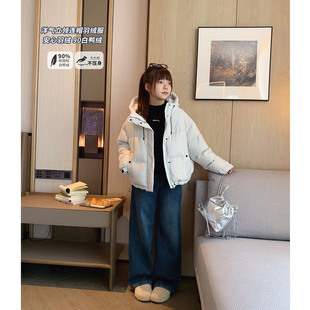 学生休闲90绒保暖外套亲子装 女大童设计感面包羽绒服2025冬季 新款