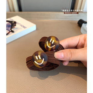女大童豹纹笑脸发绳2025韩版新款少女品质粗皮筋发圈亲子头绳发饰