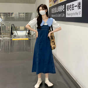 PS22068# 减龄牛仔背带裙女夏季新款中长款宽松连衣裙长裙子 服装批发女装直播货源