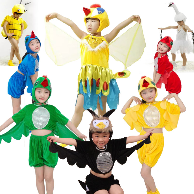 儿童小鸟演出服幼儿园白鸽乌鸦老鹰仙鹤猫头鹰鹦鹉动物表演服装