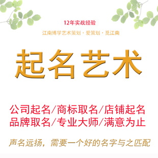 公司取名品牌起名字企业产品商标淘宝店铺公众号宝宝中英文名服务