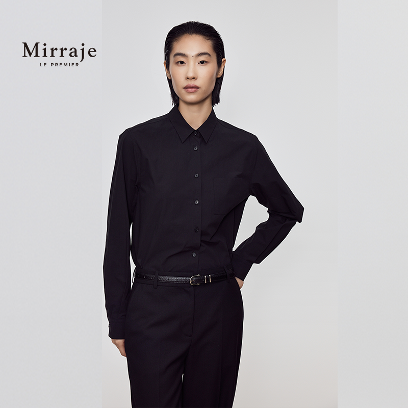 Mirraje秋新款极简酵洗纸感精梳棉衬衫休闲直筒西装裤抗皱干爽