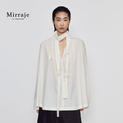 天丝衬衫Mirraje纽结飘带轻柔
