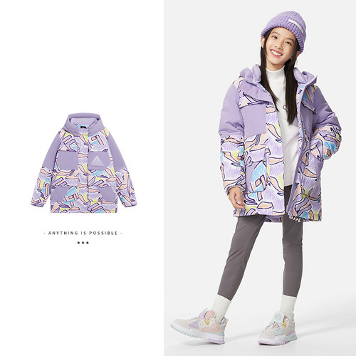 李宁正品新款女童系列舒适时尚宽松户外保暖羽绒服YYMS016
