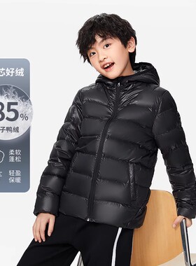 Lining/李宁正品短款羽绒服男女小大童轻薄保暖连帽运动服YYMS023