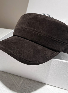 高品质麂皮绒报童帽子女秋冬韩系气质显脸小八角帽平顶复古马术帽