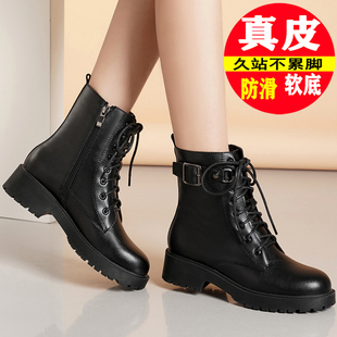厚底马丁靴女英伦风炸街小短靴2025春秋单靴时尚 百搭黑色女靴子