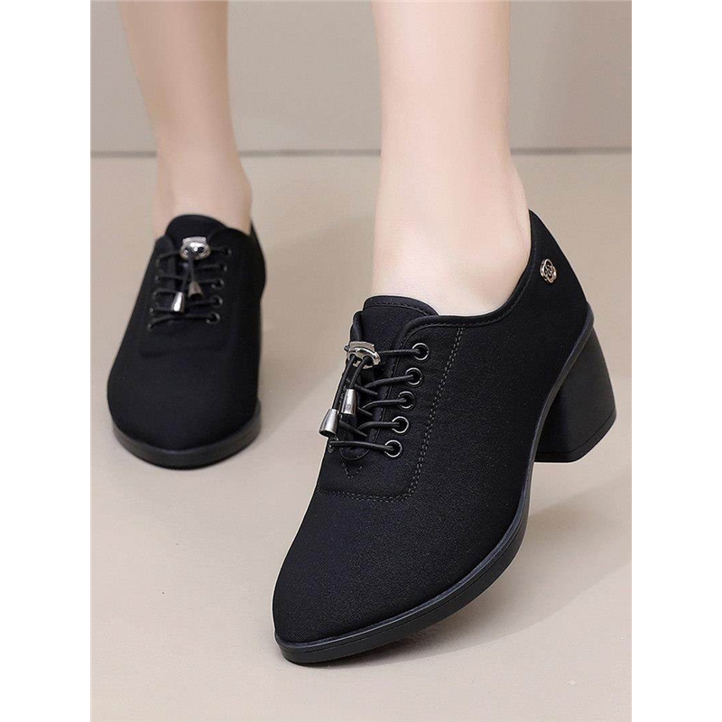 新款老北京布鞋女单鞋黑色工装通勤职业工作女鞋粗跟中跟舞蹈鞋子