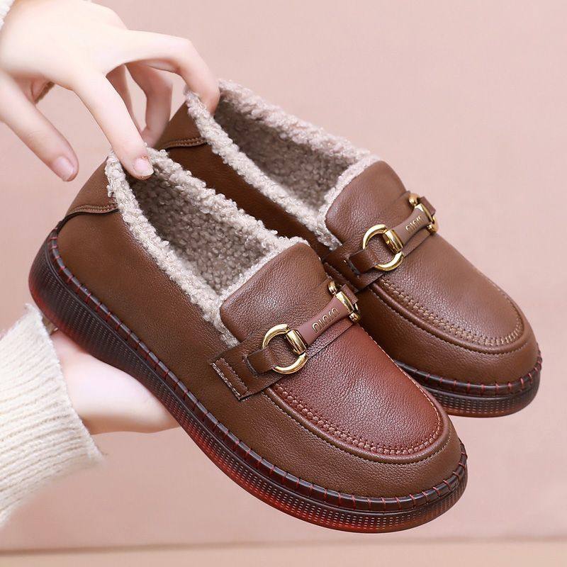 冬季新款老北京布鞋女鞋加绒加厚保暖女款休闲豆豆鞋妈妈棉鞋女士