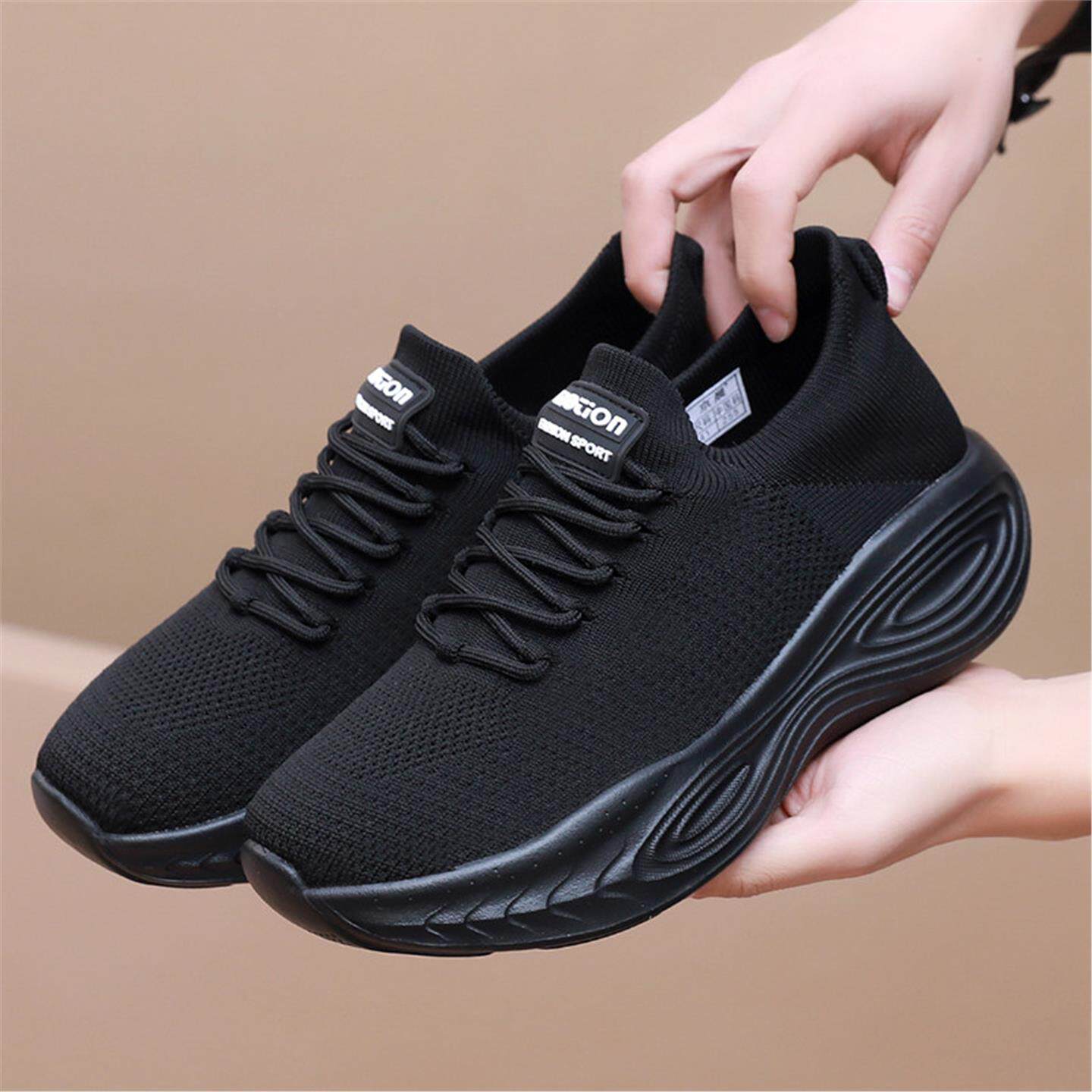 老北京布鞋春秋男飞织袜口透气健步鞋软底防滑高弹舒适运动休闲鞋