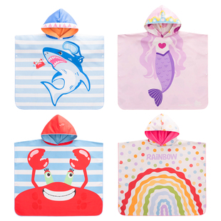 速干浴巾便携式游泳外披衣套头冲浪斗篷吸水套头毛巾衣沙滩巾浴袍