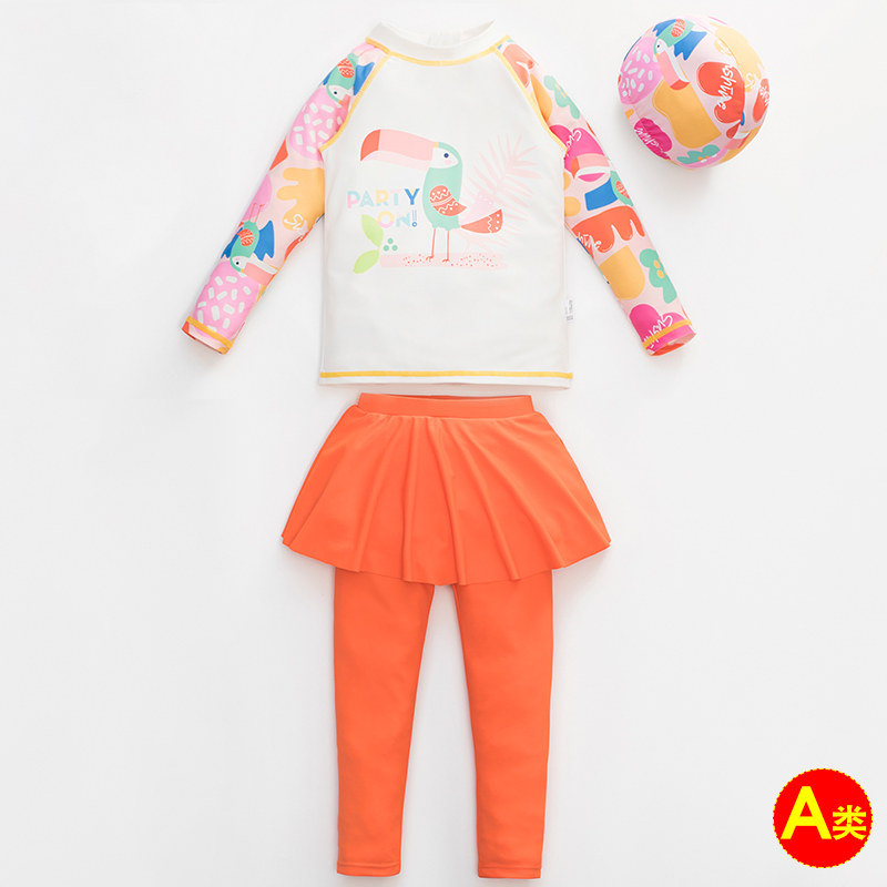 泳衣女大童儿童女孩10岁12岁保守长袖长裤分体防晒速干韩版游泳衣